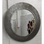 CIRCULAR WALL MIRROR, 81cm diam, textured metal frame.