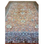 FINE PURE SILK SAFAVID DESIGN CARPET, 340cm x 247cm.