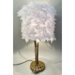 DUCK FEET TABLE LAMP, 79cm x 40cm x 40cm, feathered shade.