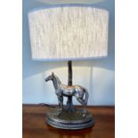 MAISON CHARLES STYLE TABLE LAMP, with shade, 64cm x 43cm, horse design.