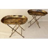 SIDE TABLES, a pair, 66cms x 69cms x 39cms, aged gilt finish (2).