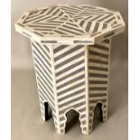 DAMASCUS SIDE TABLE, 70cms x 52cms x 29cms, inlaid detail.