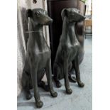 CONTEMPORARY SCHOOL SCULPTURAL HOUNDS, a pair, 74cm H. (2)