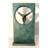 CONTEMPORARY SCHOOL SCULPTURAL STUDY, untitled, faux bronze, 81cms x 44cms x 25cms.