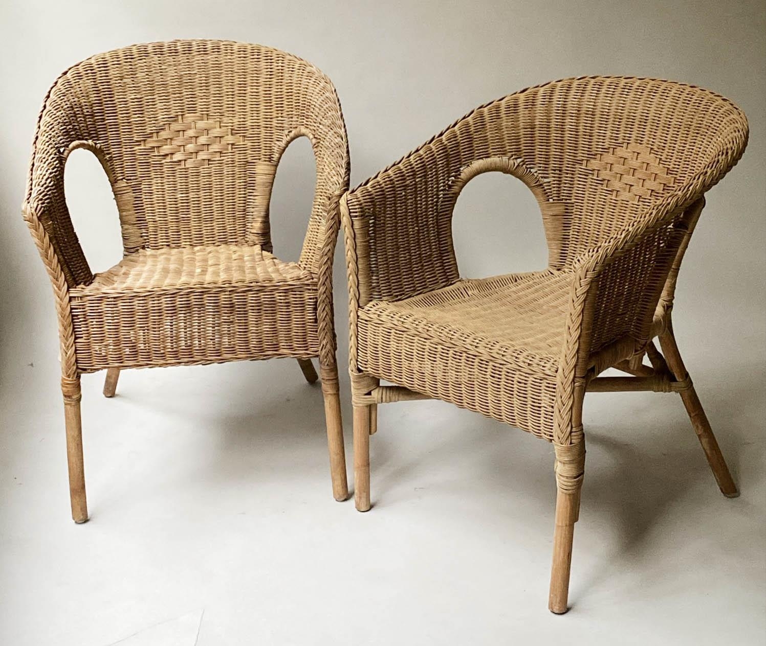 CANE ARMCHAIRS, a pair, rattan and cane woven, 59cm W. (2) - Bild 5 aus 5