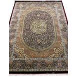 FINE PURE SILK ISFAHAN DESIGN RUG, 205cm x 148cm.