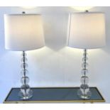 TABLE LAMPS, a pair, lead crystal design, with shades, 83cm H. (2)