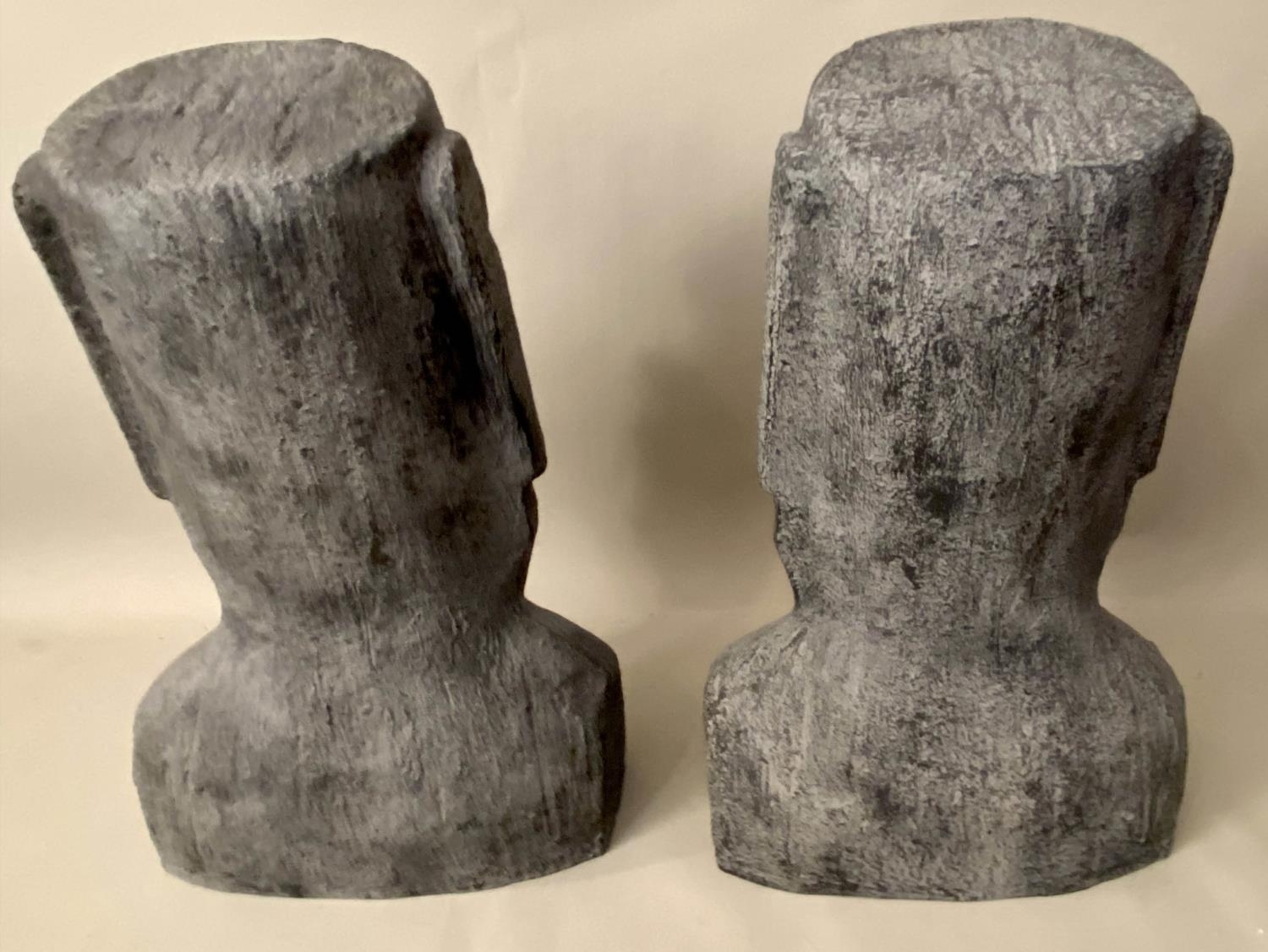 RAPA NUI STYLE BUSTS, a pair, 61cm x 38cm (2). - Image 2 of 4