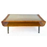 LOW TABLE, 44cm x 119cm x 50cm, 1960's Danish style, faux rattan.