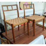 DINING CHAIRS, a set of four, 81cm H, Danish design, cord seats. (4)