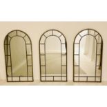 ARCHITECTURAL WALL MIRRORS, a set of three, 107 cms x 55cms, Regency style (3).