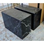 SIDE STANDS, a pair, 62cm x 30cm x 46cm, formed of sheets marble. (2)