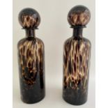 MURANO STYLE GLASS DECANTERS, a pair, 40cm x 10cm (2).
