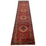 FINE PERSIAN KARAJA RUNNER, 283cm x 74cm.