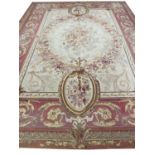 FINE AUBUSSON SAVONNERIE DESIGN CARPET, 370cm x 270cm.