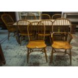 WINDSOR CHAIRS, ash, a set of eight, including two armchairs, armchairs 53cm W. (8)