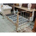 DAY BED FRAME, approx 100cm D x 96cm W x 205cm L, 19th Century French white painted wrought iron