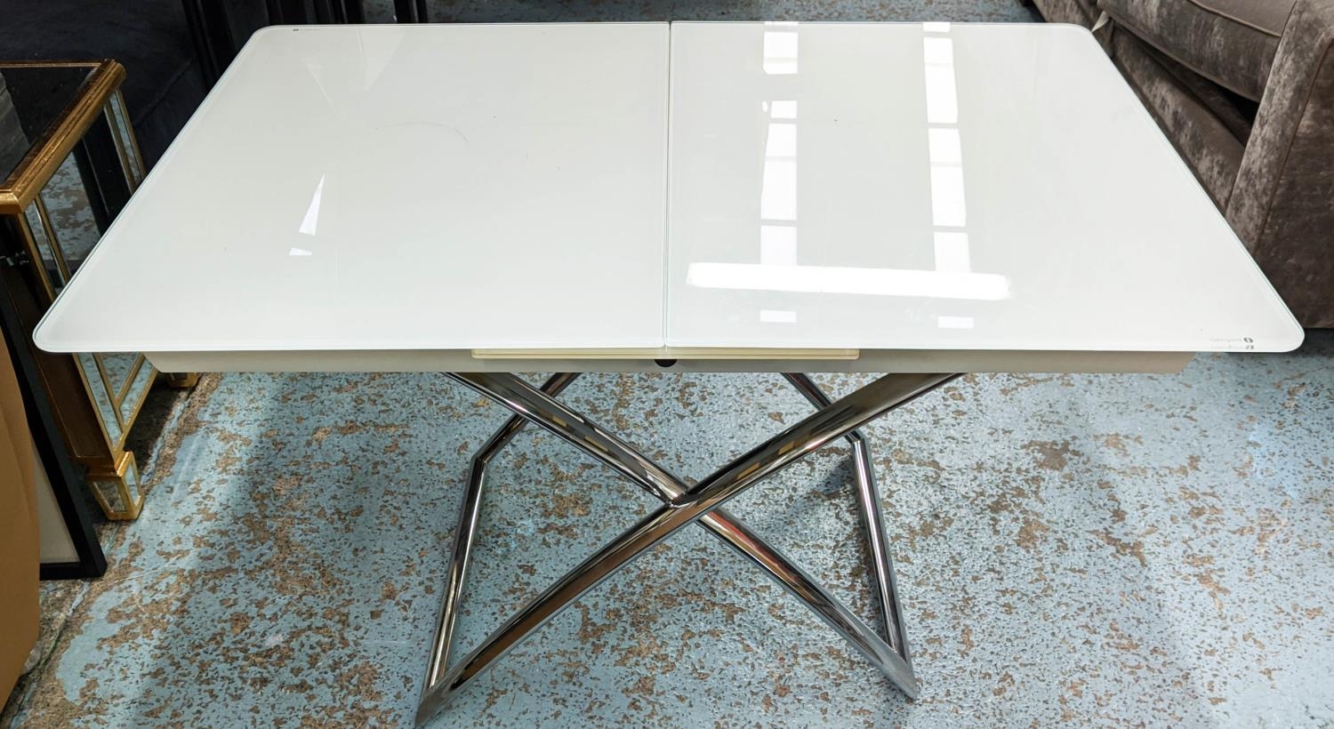CALLIGARIS DAKOTA TABLE, design height and size adjustable, 140cm x 75cm x 71cm at largest approx.