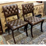 BERESFORD AND HICKS DINING CHAIRS, a set of six, Chesterfield style buttoned leather. (6)