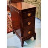 SIDE CABINETS, a pair, 75cm x 35cm x 48cm, mahogany, with cantered corners, splayed bracket feet.
