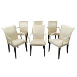 POLTRONA FRAU VITTORIA DINING CHAIRS, a set of seven, 90cm H. (7)