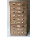 FILING CHEST, 143cm H x 70cm x 60cm, early 20th century English oak with nine filing drawers and