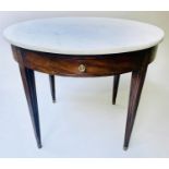 GUERIDON, 91cm W x 73cm H, 19th century French Directoire, circular mahogany with veined white