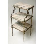ETAGERE, 38cm W x 33cm D x 76cm H, early 20th century French style, cast brass, with three tiers