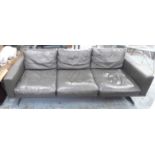 BOCONCEPT SOFA, 240cm L x 63cm H x 91cm, with grey leather upholstery. (a few marks)