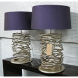 TABLE LAMPS, a pair, 76cm H with shades contemporary design. (2)
