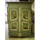 ARMOIRE, 211cm H x 153cm x 70cm, late 18th/early 19th century Tyrolean painted with two doors