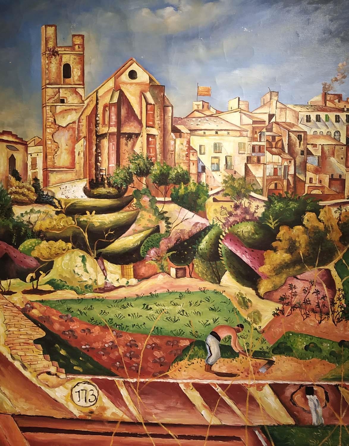 Follower of JOAQUIM SUNYER 'View of Ronda, with Iglesia de Nuestra Señora de la Paz', oli on canvas,