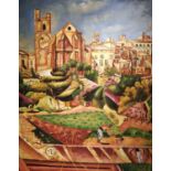 Follower of JOAQUIM SUNYER 'View of Ronda, with Iglesia de Nuestra Señora de la Paz', oli on canvas,