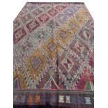 ANTIQUE SOUMAK CARPET, 251cm x 166cm.