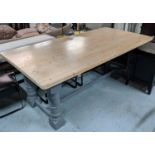 FARMHOUSE DINING TABLE, 198 x 99cm x 78cm, pine top on grey painted base.