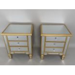 SIDE CHESTS, a pair, 50cm x 40cm x 62cm, mirrored finish, gilt detail (2).
