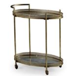DRINKS TROLLEY, 1960s French style, gilt metal and mirror, 87cm x 78cm x 47cm.
