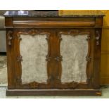 SIDE CABINET, 106cm x 36cm x 91cm H, Victorian rosewood, the later black marble top over a shaped