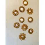 CONVEX WALL MIRRORS, a set of ten, Regency style, various descriptions, gilt finish, 26cm diam at