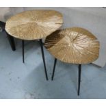 LILY PAD SIDE TABLES, a graduated pair, 53cm x 49.5cm x 55cm at largest gilt metal tops. (2)