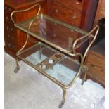 TROLLEY, 80cm x 79cm H x 45cm, Italian circa 1940's two tier on wheels.