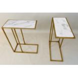MARTINI TABLES, a pair, marble inserts, 60cm x 46cm x 22cm. (2)