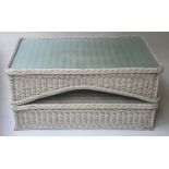 MARSTON AND LANGINGER LOW TABLE, 103cm W x 63cm D x 50cm H, grey woven cane wicker, with glazed