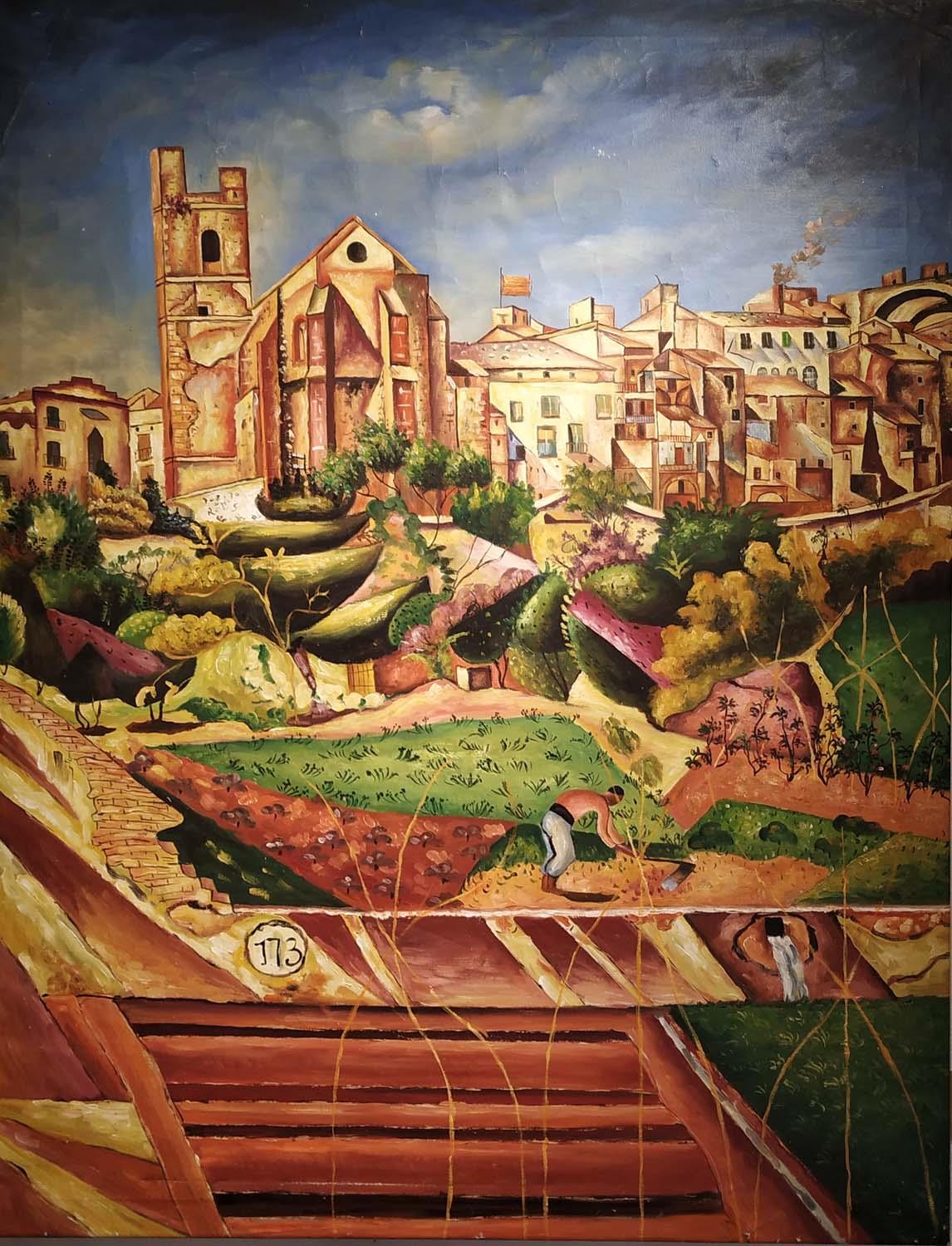 Follower of JOAQUIM SUNYER 'View of Ronda, with Iglesia de Nuestra Señora de la Paz', oli on canvas, - Image 2 of 2