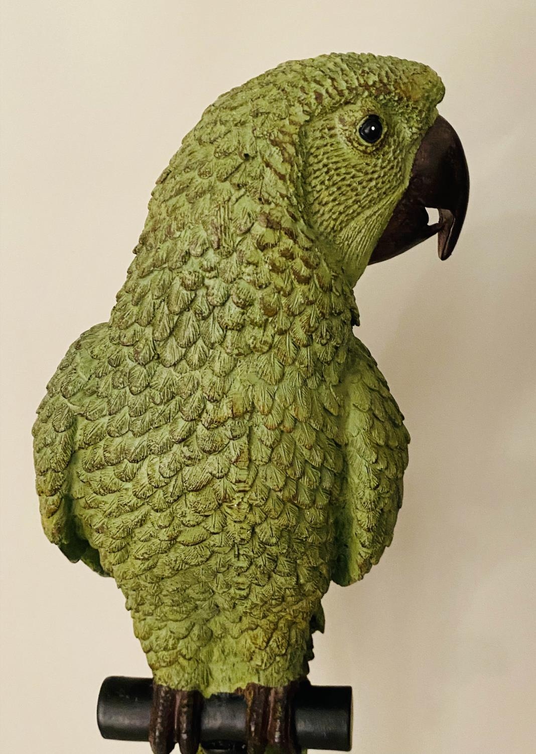 SCULPTURAL PARROTS ON STANDS, a pair, polychrome finish, 166cm H. (2) - Image 6 of 6