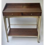 STARBAY WRITING TABLE, 80cm W x 40cm D x 90cm H, American, walnut and brass bound, with two drawers,