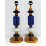 MURANO STYLE TABLE LAMPS, a pair, 52cm H. (2)