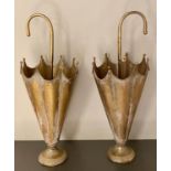 UMBRELLA STANDS, a pair, 75cm x 29cm, gilt metal.