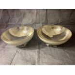 TRINKET BOWLS, a pair, 36cm diam. x 20cm, silvered interior.