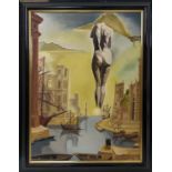 MARIOLA BOGACKI (b.1965) 'Venus over Harbour', oil on canvas, signed, 59 cms x 43 cms, framed.